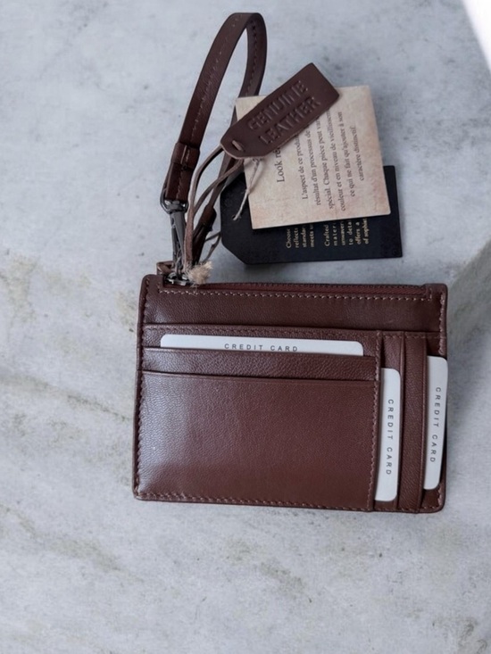 Brown Leather Card Holder Wallet New